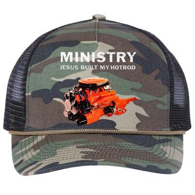 Ministry Jesus Built My Hotrod Retro Rope Trucker Hat Cap