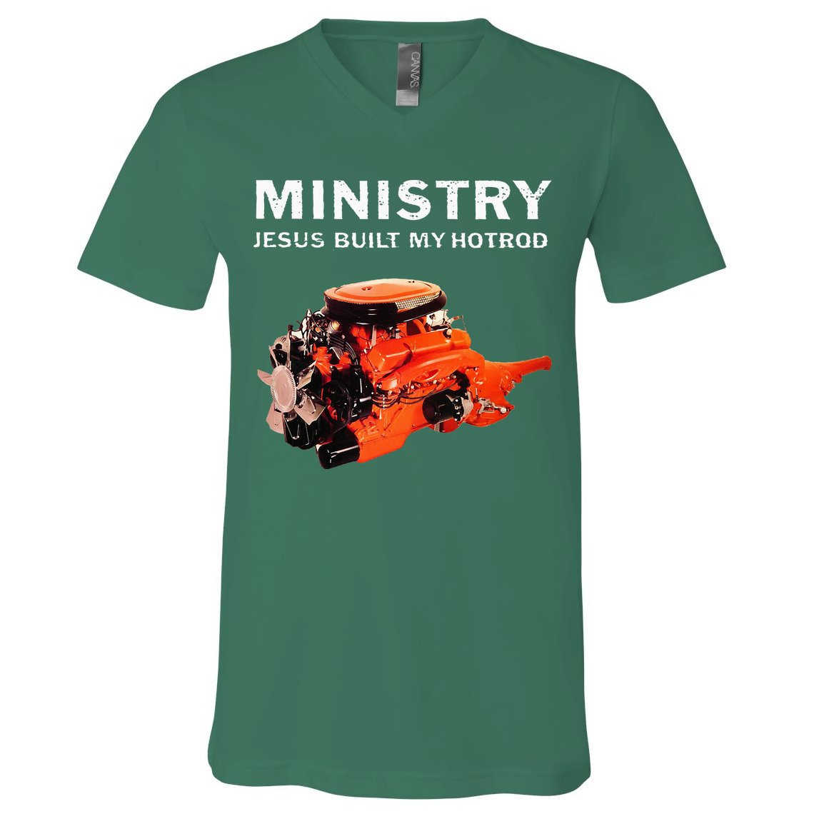 Ministry Jesus Built My Hotrod V-Neck T-Shirt