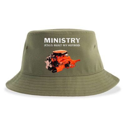 Ministry Jesus Built My Hotrod Sustainable Bucket Hat