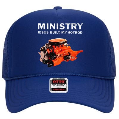 Ministry Jesus Built My Hotrod High Crown Mesh Back Trucker Hat