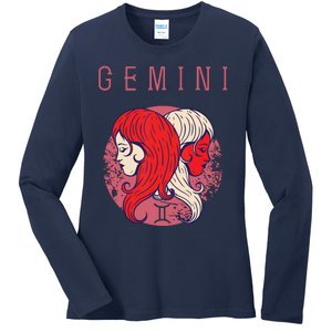 May June Birthday Gemini Astrological Sign Twin Zodiac Ladies Long Sleeve Shirt