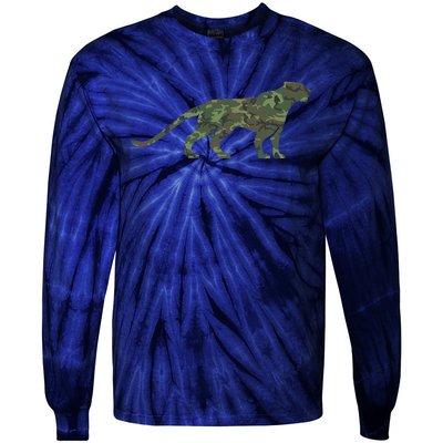 Military Jaguar Camo Print Us Panther Veteran Tie-Dye Long Sleeve Shirt