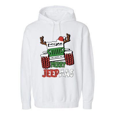 Merry Jeepmas Christmas Truck Christmas Xmas Cars Enthusiast Great Gift Garment-Dyed Fleece Hoodie