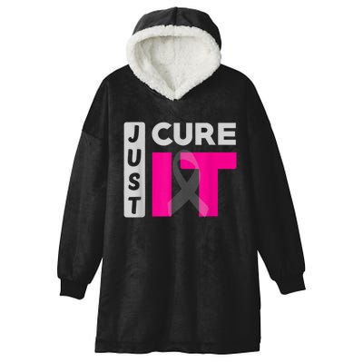 Motivation Just Cure It Ribbon Breast Cancer Awareness Hooded Wearable Blanket