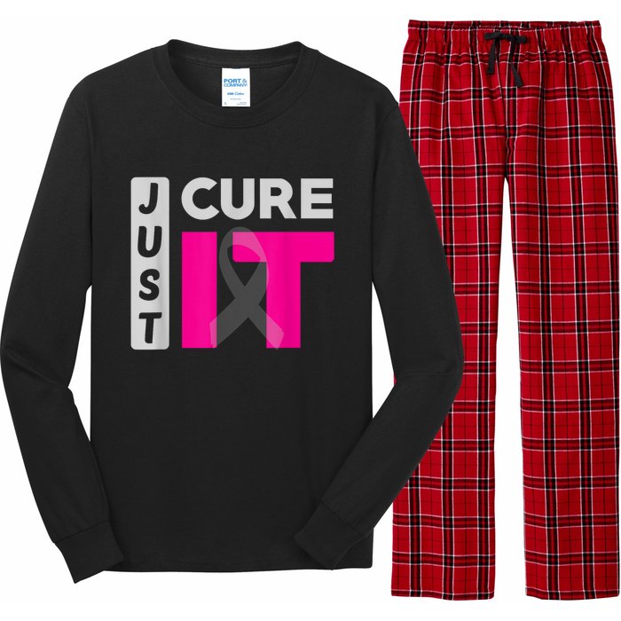 Motivation Just Cure It Ribbon Breast Cancer Awareness Long Sleeve Pajama Set