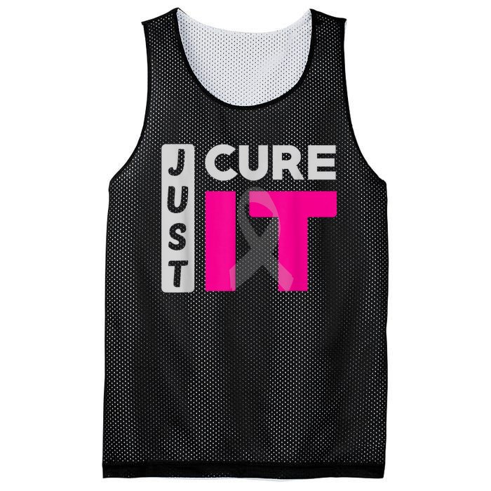 Motivation Just Cure It Ribbon Breast Cancer Awareness Mesh Reversible Basketball Jersey Tank