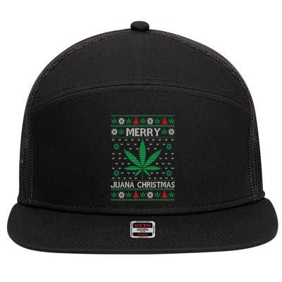 Merry Juana Christmas Ugly Christmas Sweater 7 Panel Mesh Trucker Snapback Hat