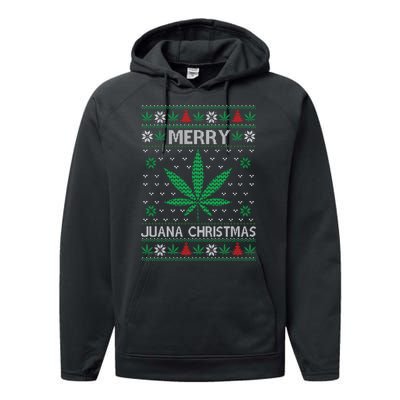 Merry Juana Christmas Ugly Christmas Sweater Performance Fleece Hoodie