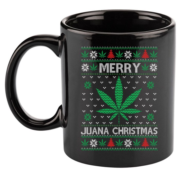 Merry Juana Christmas Ugly Christmas Sweater 11oz C Handle Ceramic Mug