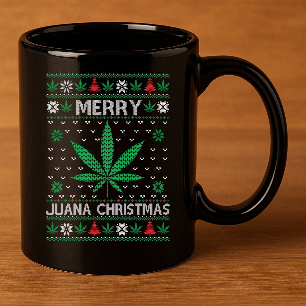 Merry Juana Christmas Ugly Christmas Sweater 11oz C Handle Ceramic Mug
