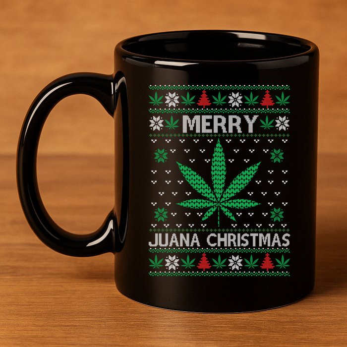 Merry Juana Christmas Ugly Christmas Sweater 11oz C Handle Ceramic Mug
