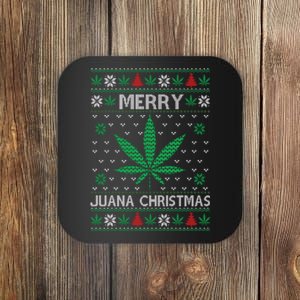 Merry Juana Christmas Ugly Christmas Sweater Coaster