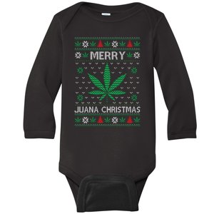 Merry Juana Christmas Ugly Christmas Sweater Baby Long Sleeve Bodysuit