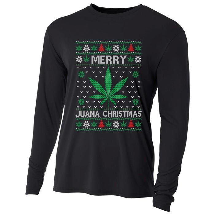 Merry Juana Christmas Ugly Christmas Sweater Cooling Performance Long Sleeve Crew