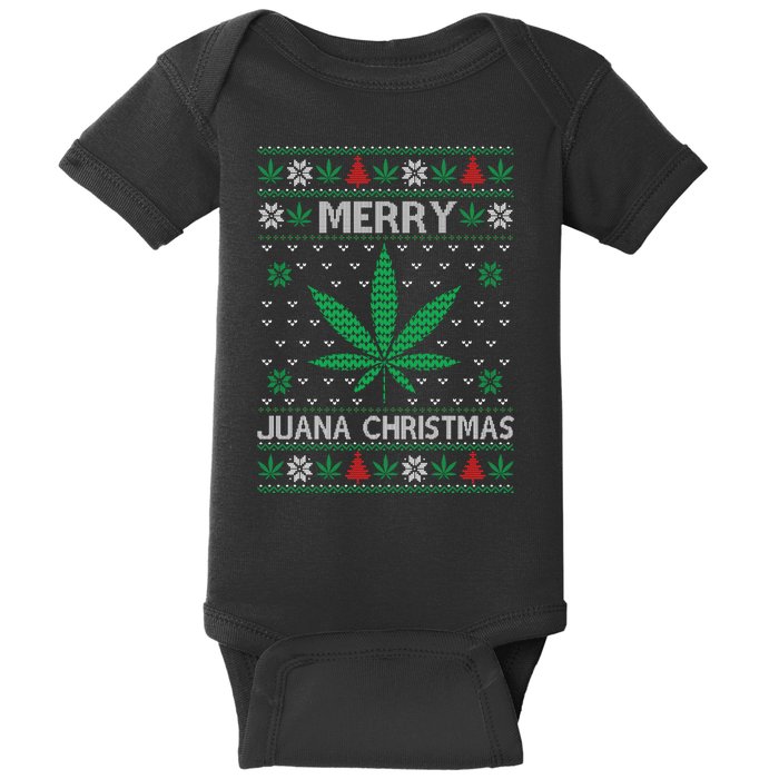 Merry Juana Christmas Ugly Christmas Sweater Baby Bodysuit