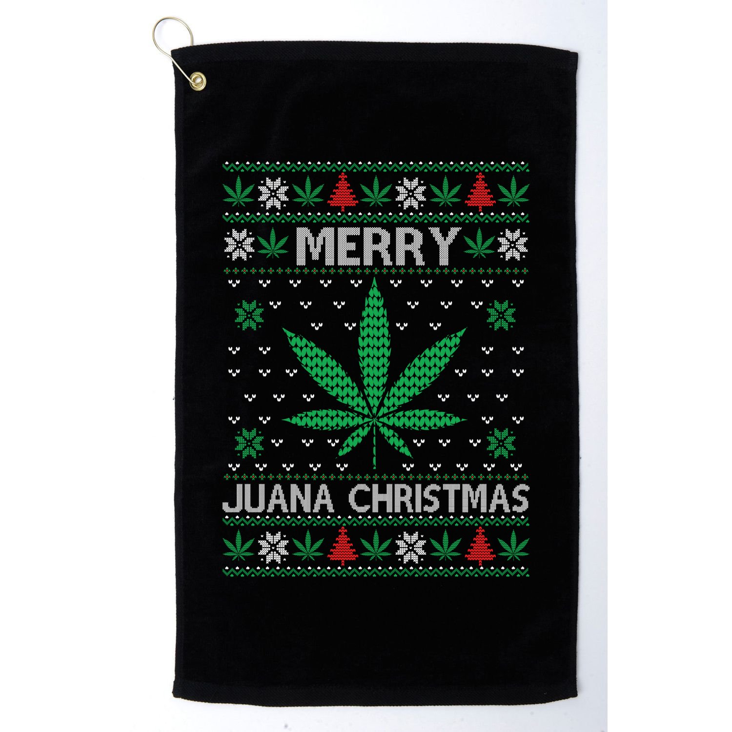 Merry Juana Christmas Ugly Christmas Sweater Golf Towel