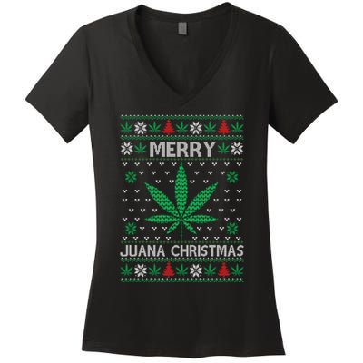 Merry Juana Christmas Ugly Christmas Sweater Women's V-Neck T-Shirt