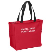 Make Jesus First Again Christian Catholic Faith Zip Tote Bag