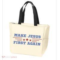Make Jesus First Again Chrisitan Faith Zip Tote Bag