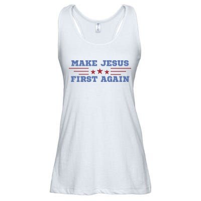 Make Jesus First Again Chrisitan Faith Ladies Essential Flowy Tank