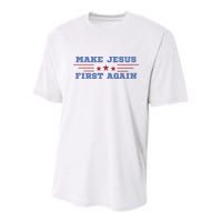 Make Jesus First Again Chrisitan Faith Youth Performance Sprint T-Shirt