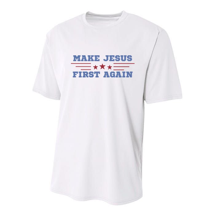 Make Jesus First Again Chrisitan Faith Youth Performance Sprint T-Shirt