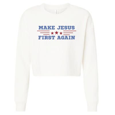 Make Jesus First Again Chrisitan Faith Cropped Pullover Crew