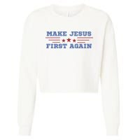Make Jesus First Again Chrisitan Faith Cropped Pullover Crew