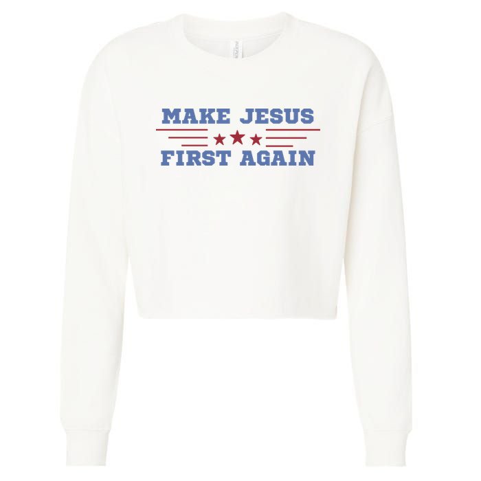 Make Jesus First Again Chrisitan Faith Cropped Pullover Crew