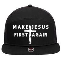 Make Jesus First Again 7 Panel Mesh Trucker Snapback Hat