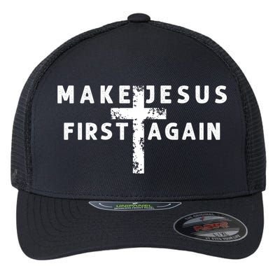 Make Jesus First Again Flexfit Unipanel Trucker Cap
