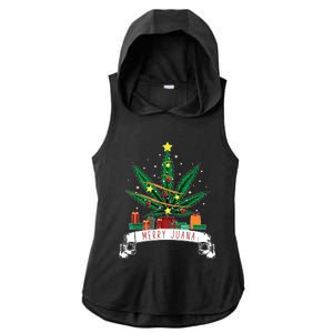 Merry Juana Funny Holiday Christmas Marijuana Weed Stoner Ladies PosiCharge Tri-Blend Wicking Draft Hoodie Tank