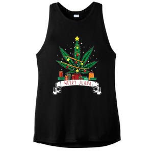 Merry Juana Funny Holiday Christmas Marijuana Weed Stoner Ladies PosiCharge Tri-Blend Wicking Tank