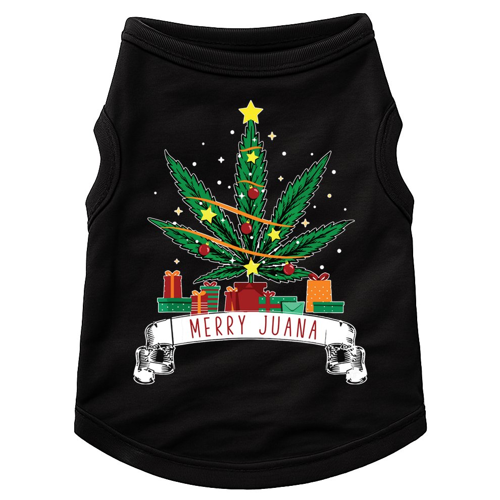 Merry Juana Funny Holiday Christmas Marijuana Weed Stoner Doggie Tank