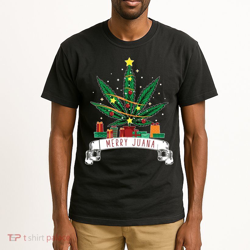 Merry Juana Funny Holiday Christmas Marijuana Weed Stoner Tall T-Shirt