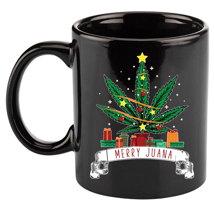 Merry Juana Funny Holiday Christmas Marijuana Weed Stoner 11oz C Handle Ceramic Mug