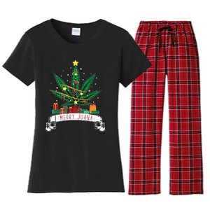 Merry Juana Funny Holiday Christmas Marijuana Weed Stoner Women's Flannel Pajama Set