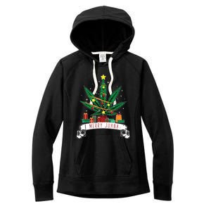 Merry Juana Funny Holiday Christmas Marijuana Weed Stoner Women's Fleece Hoodie