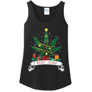 Merry Juana Funny Holiday Christmas Marijuana Weed Stoner Ladies Essential Tank