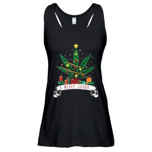 Merry Juana Funny Holiday Christmas Marijuana Weed Stoner Ladies Essential Flowy Tank