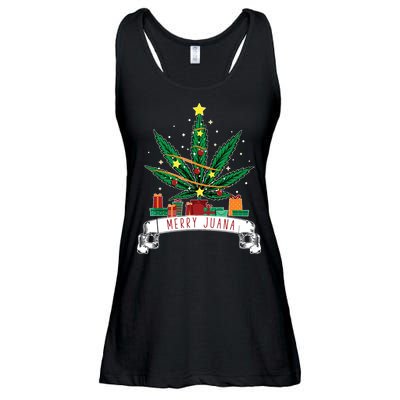 Merry Juana Funny Holiday Christmas Marijuana Weed Stoner Ladies Essential Flowy Tank