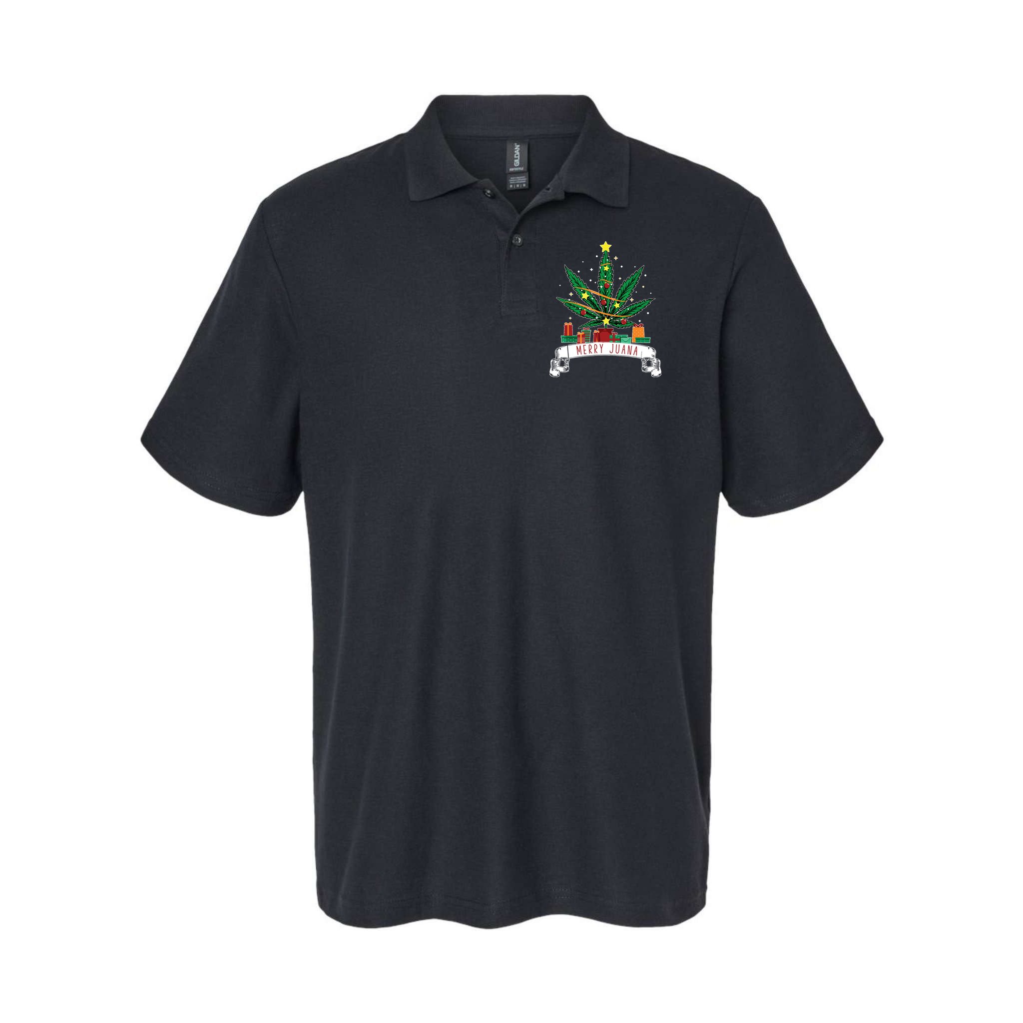 Merry Juana Funny Holiday Christmas Marijuana Weed Stoner Polo