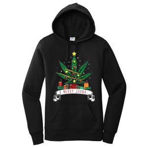 Merry Juana Funny Holiday Christmas Marijuana Weed Stoner Women's Pullover Hoodie