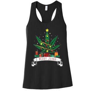 Merry Juana Funny Holiday Christmas Marijuana Weed Stoner Women's Racerback Tank