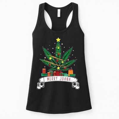 Merry Juana Funny Holiday Christmas Marijuana Weed Stoner Womens Tank Top