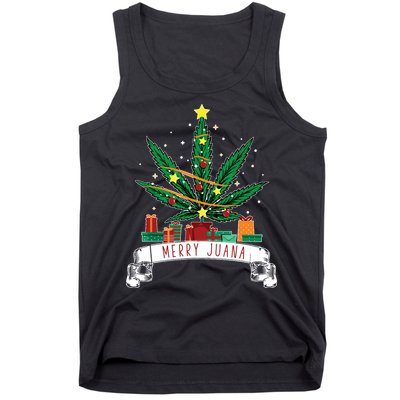 Merry Juana Funny Holiday Christmas Marijuana Weed Stoner Tank Top