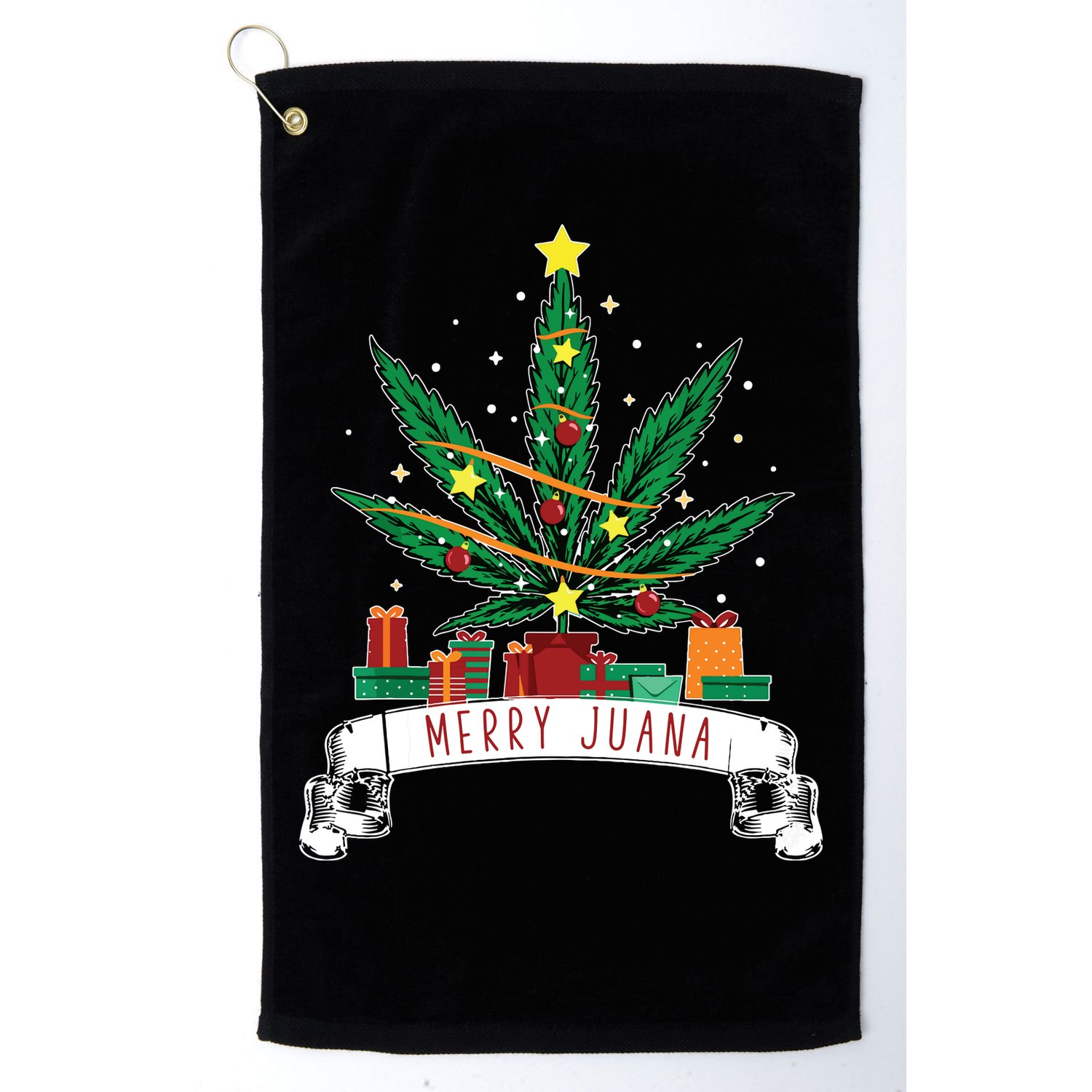 Merry Juana Funny Holiday Christmas Marijuana Weed Stoner Golf Towel