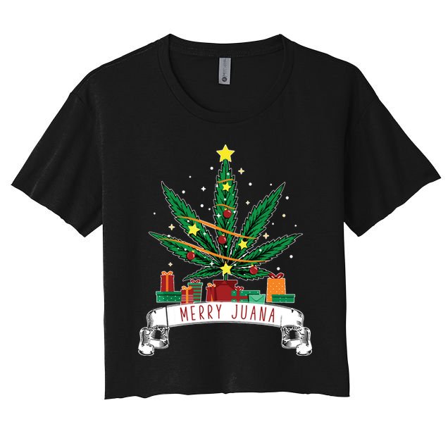 Merry Juana Funny Holiday Christmas Marijuana Weed Stoner Crop Top