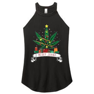 Merry Juana Funny Holiday Christmas Marijuana Weed Stoner Women's Perfect Tri Rocker Tank