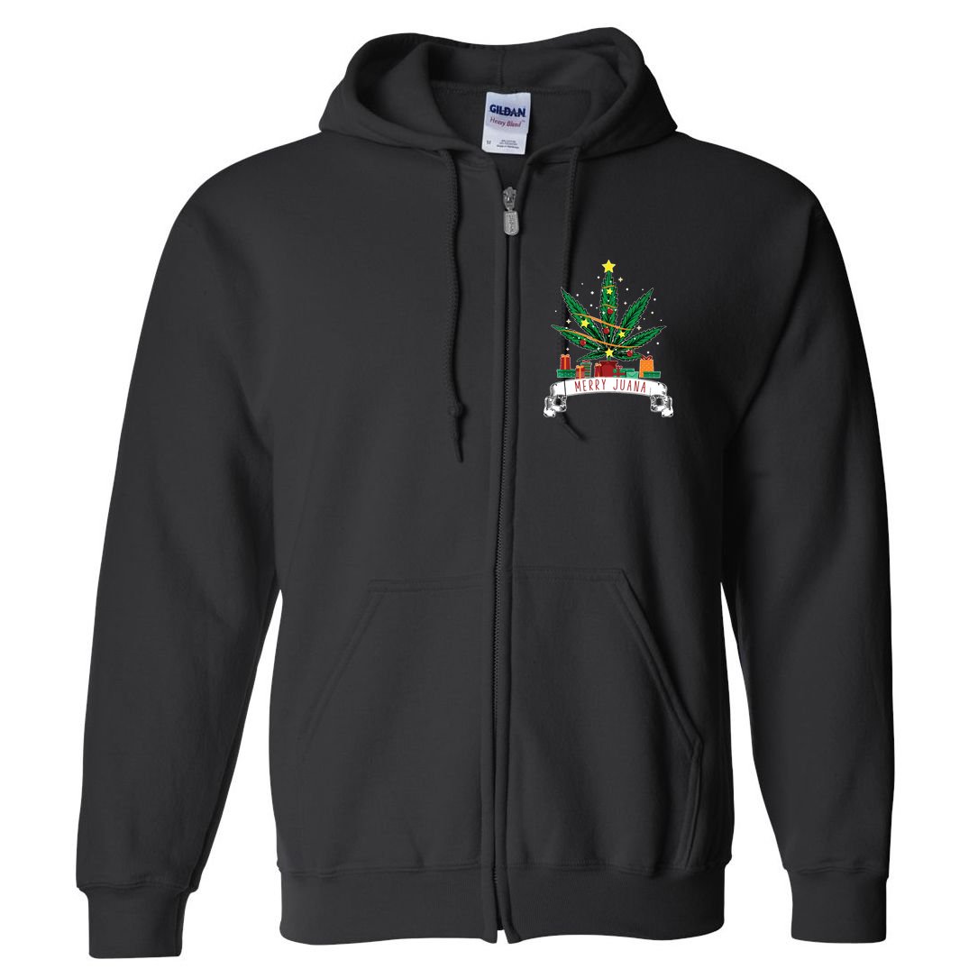 Merry Juana Funny Holiday Christmas Marijuana Weed Stoner Full Zip Hoodie